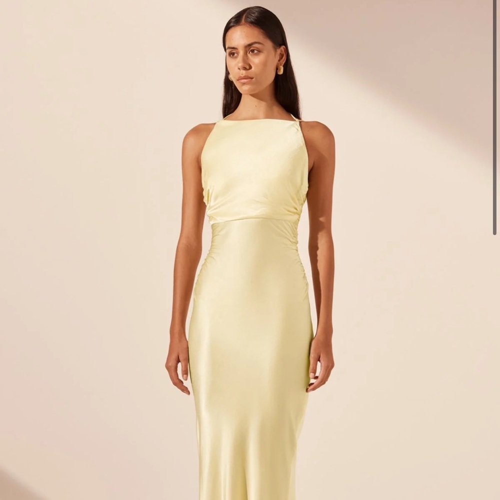 Shona Joy La Lune High Neck Ruched Dress